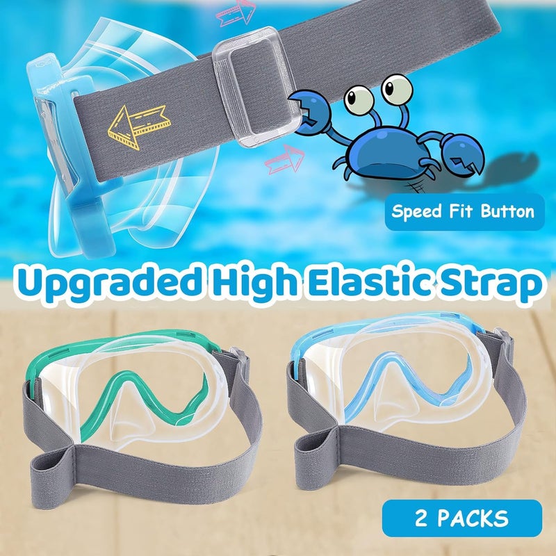 Vvinca Kids-Goggles with Nose Cover, Diving Mask Elastic Fabric Strap Anti Fog Anti Shattered Lens for Kids Swim Goggles 3-14 - Image 3